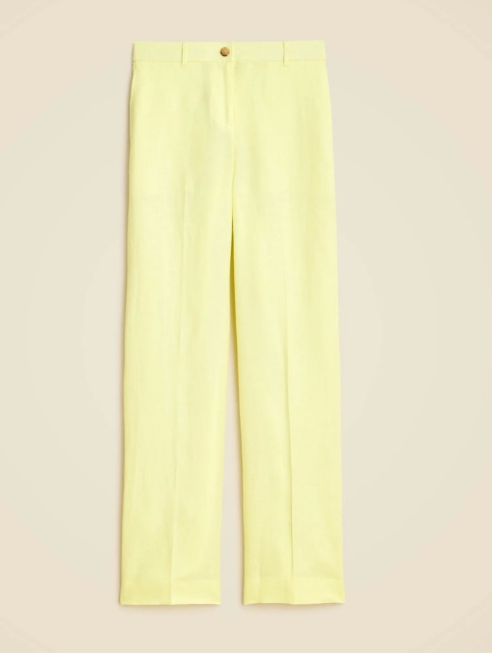 J. Crew Harbor Lemon Straight-Leg Pants in linen